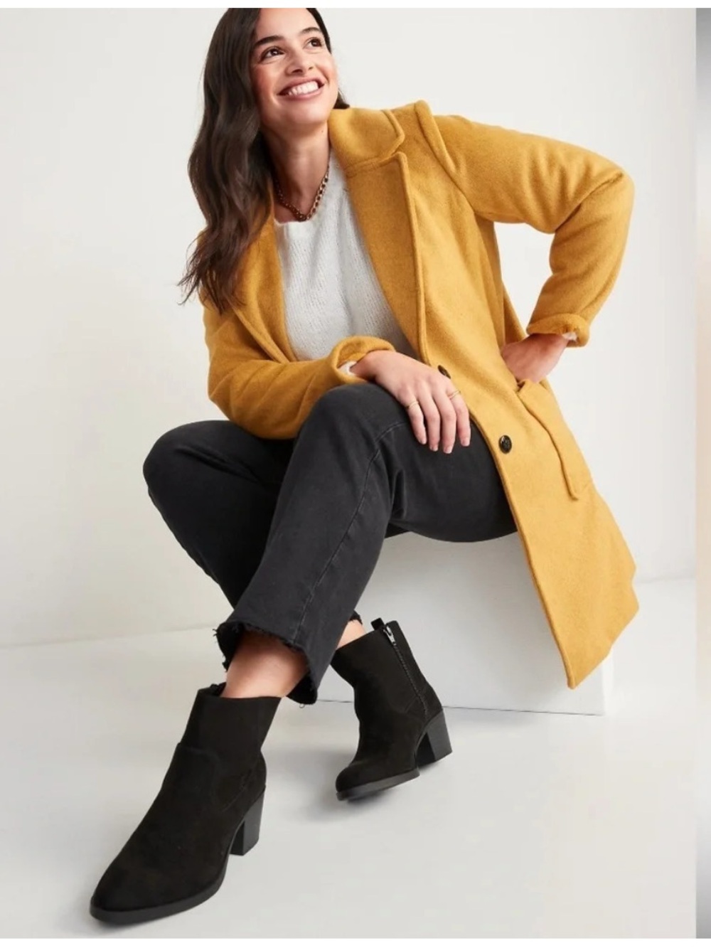 Old Navy Black Suede Ankle Booties with Block Heel